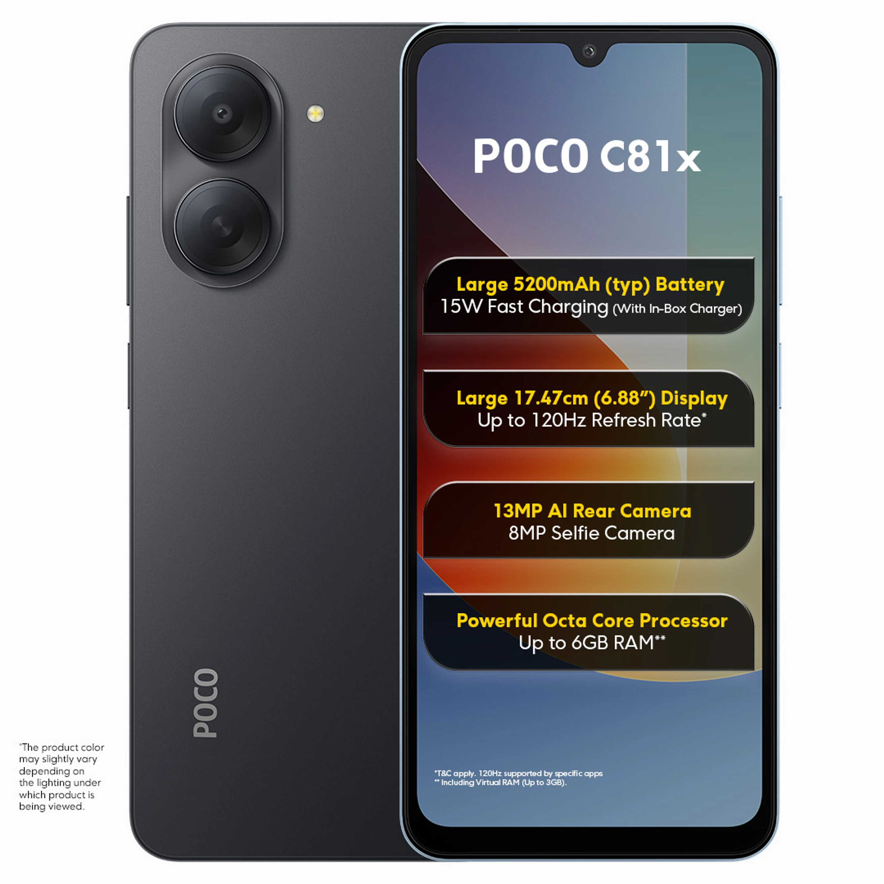 POCO C81x (Crystal Black, 64 GB) (3 GB RAM)