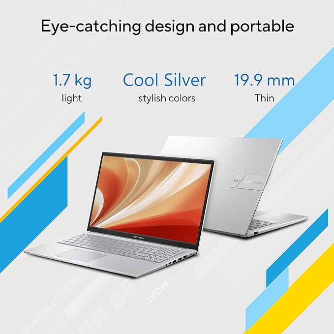 ASUS Vivobook 15 (2026),Intel Core 3 100U (i3-14th Gen), Intel iGPU, 8GB/512GB,FHD,15.6"(39.6 cm),Windows 11,M365 Basic(1 Year)* Office 2024,Cool Silver,1.7 Kg, X1504VAP-BQ1321WS,Thin & Light Laptop thumbnail 3