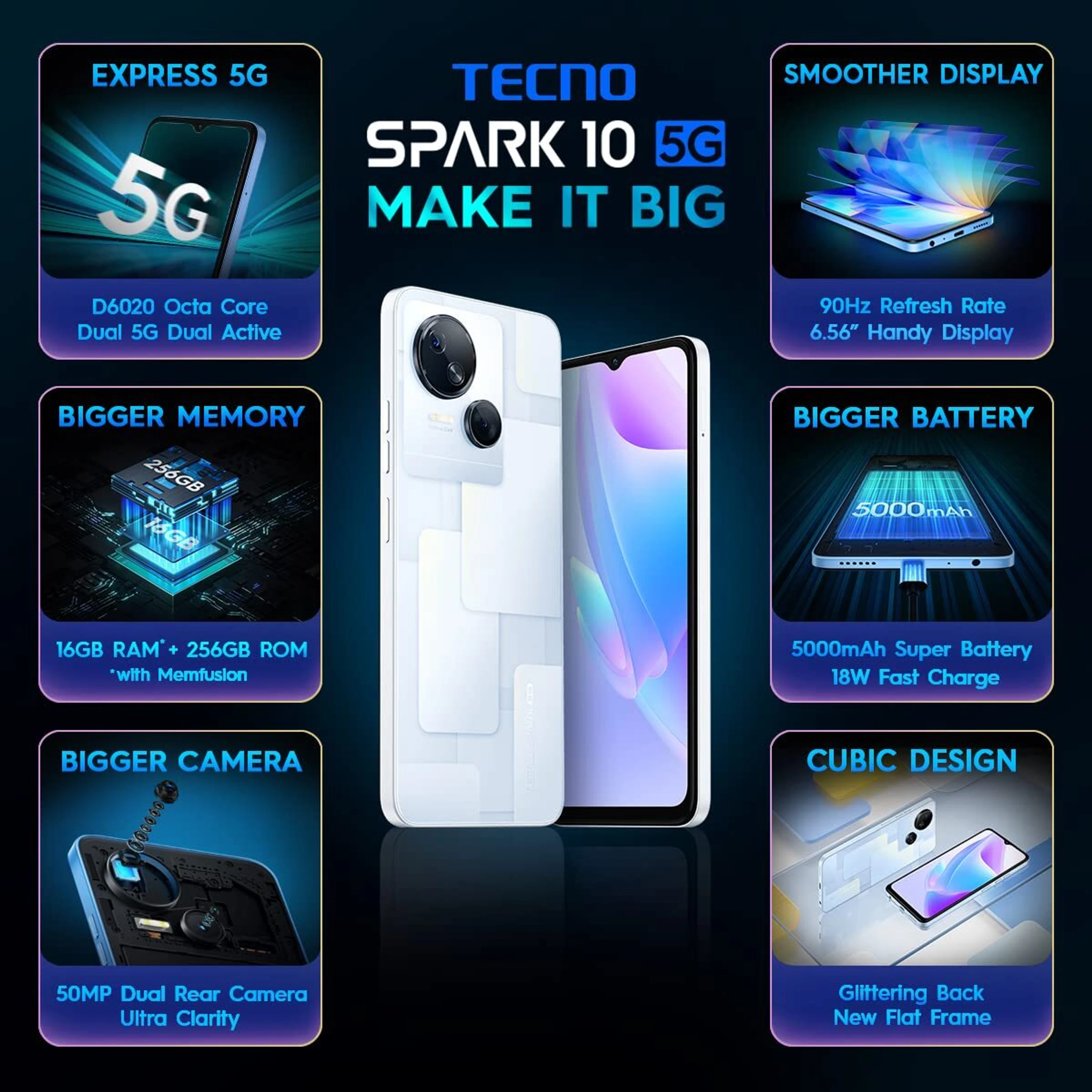 Tecno Spark 10 5G (Meta White, 256 GB) (8 GB RAM) thumbnail 4