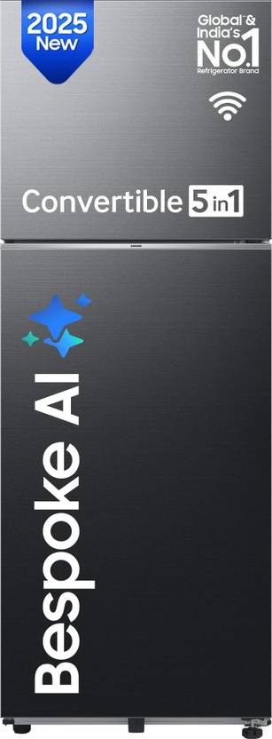 Samsung 350L Bespoke AI Double Door 3-Star Convertible Refrigerator (RT38DG5A4DB1/HL)